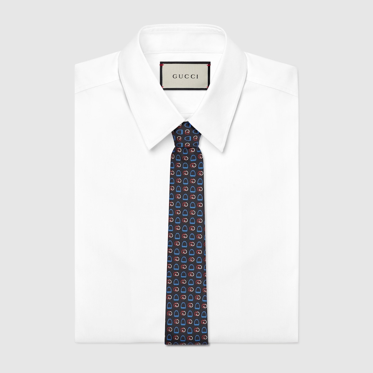 Stirrup Interlocking G print silk tie - 2