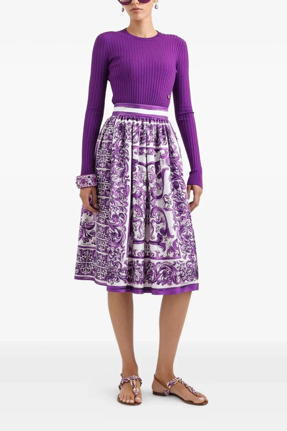 'Maiolica' print silk skirt - 2