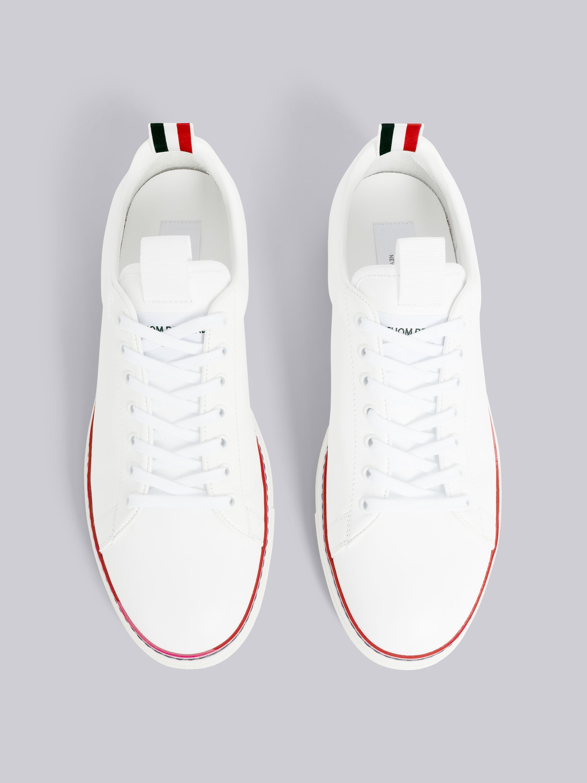 White Vitello Leather Stripe Tennis Shoe - 4