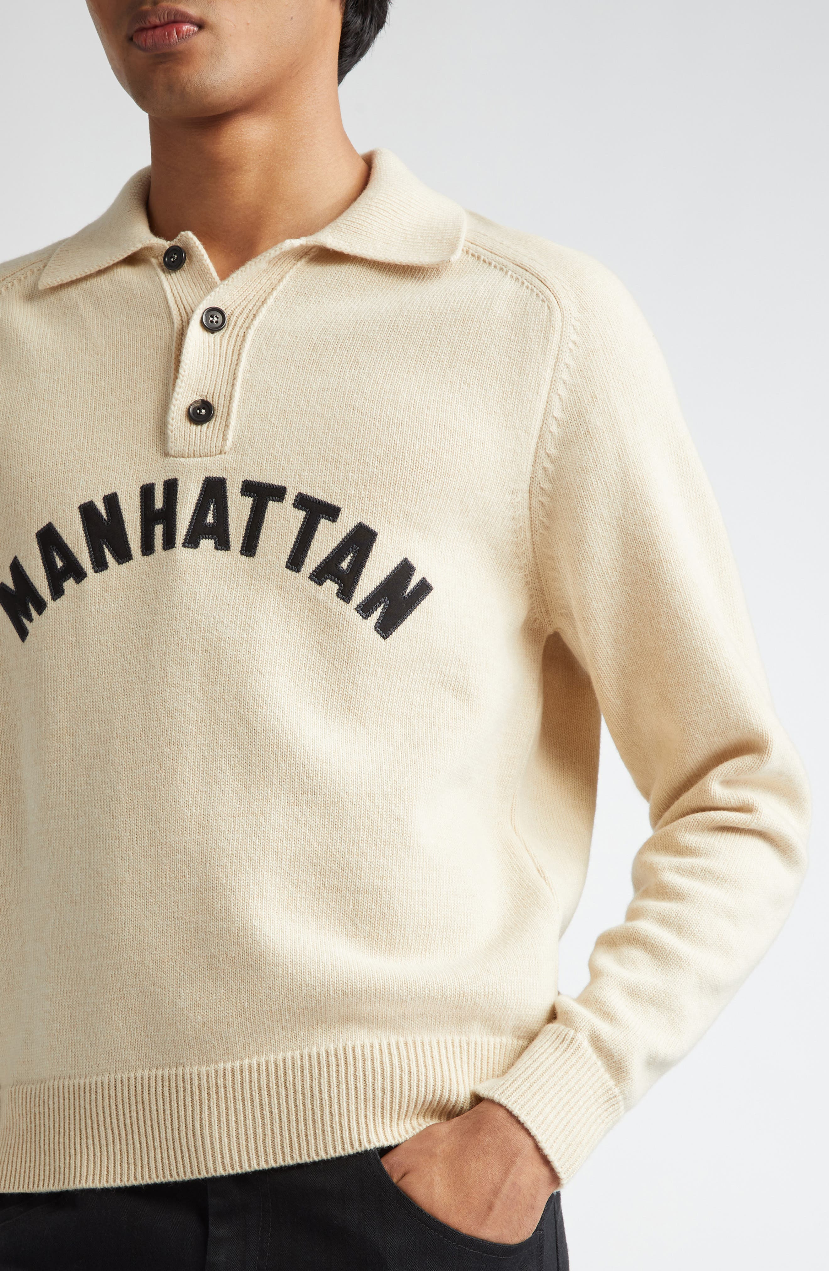 Bode Manhattan Wool Polo Sweater in Cream at Nordstrom - 5