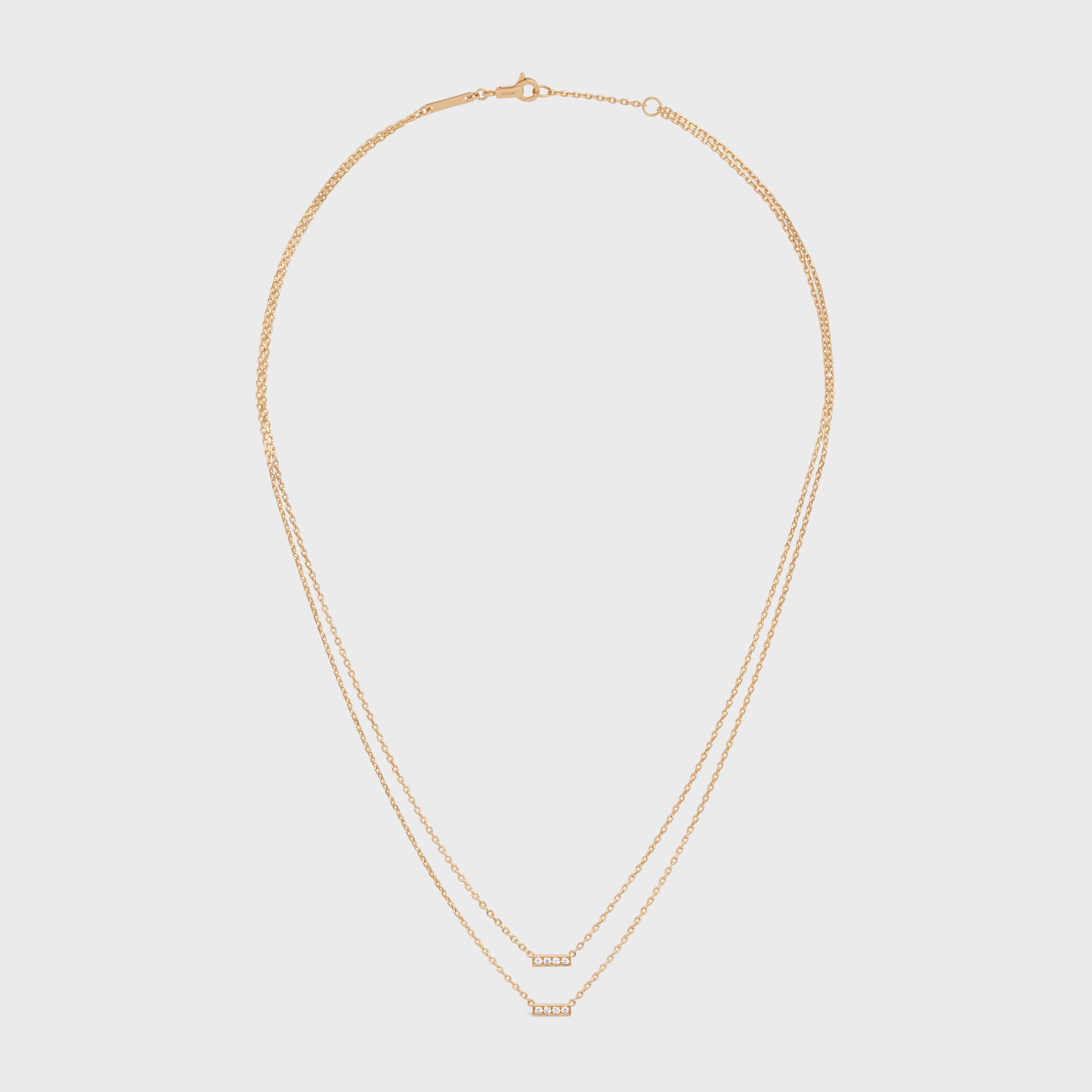 Celine Line Double Necklace in Yellow Gold and Diamonds - 1