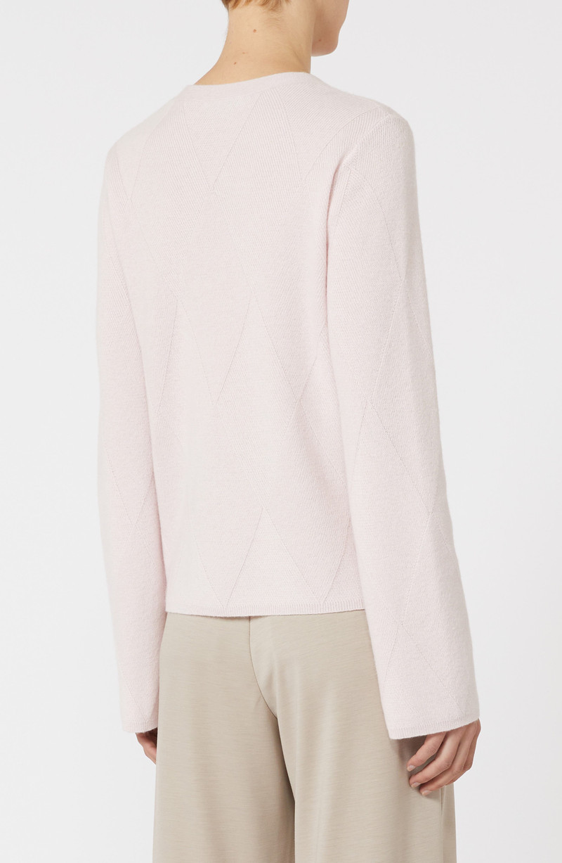 Max Mara Max Mara Baffo Diamond Stitch Cashmere Crewneck Sweater in Pink at Nordstrom outlook
