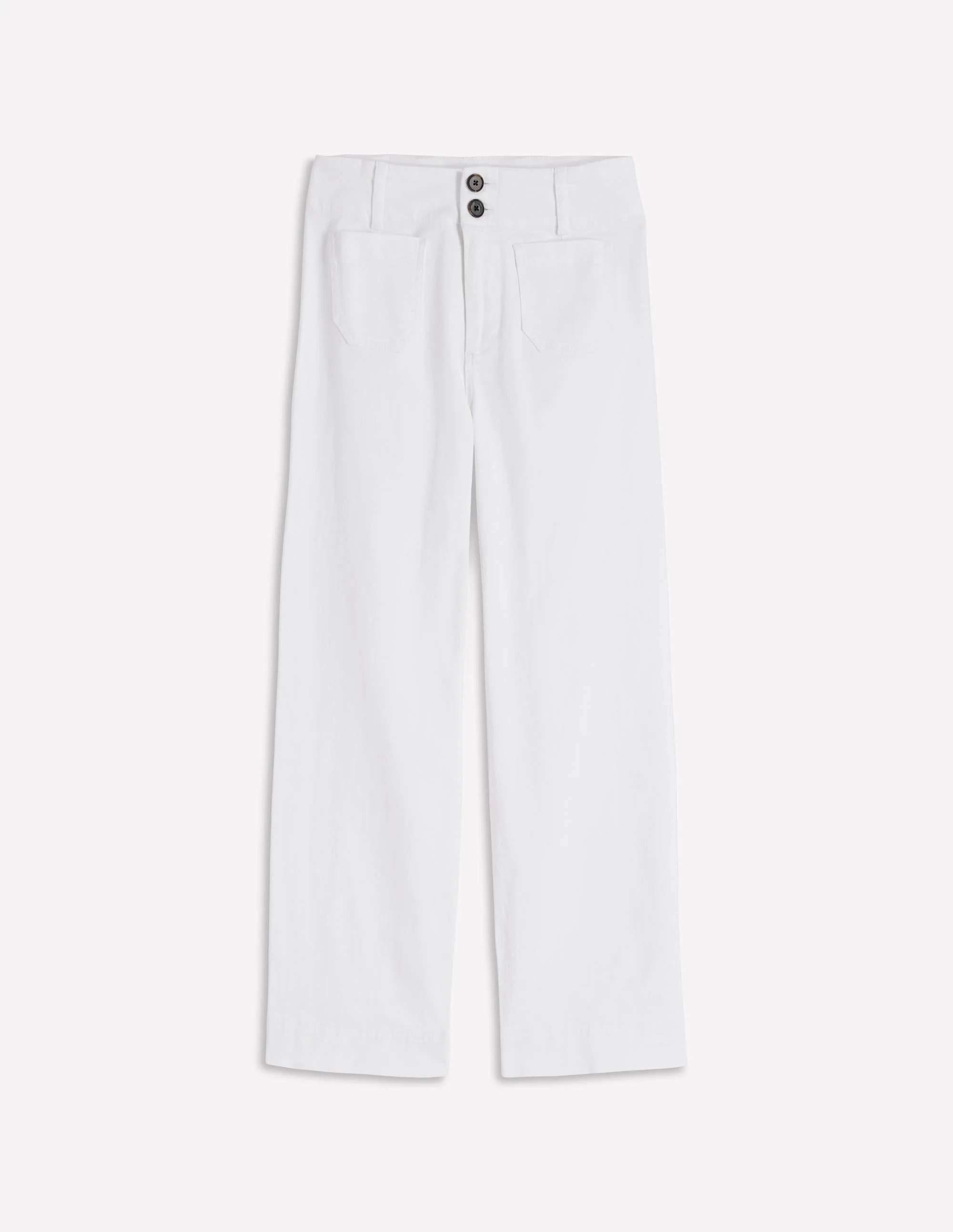 Patch Pocket Cropped Pants-White - 1