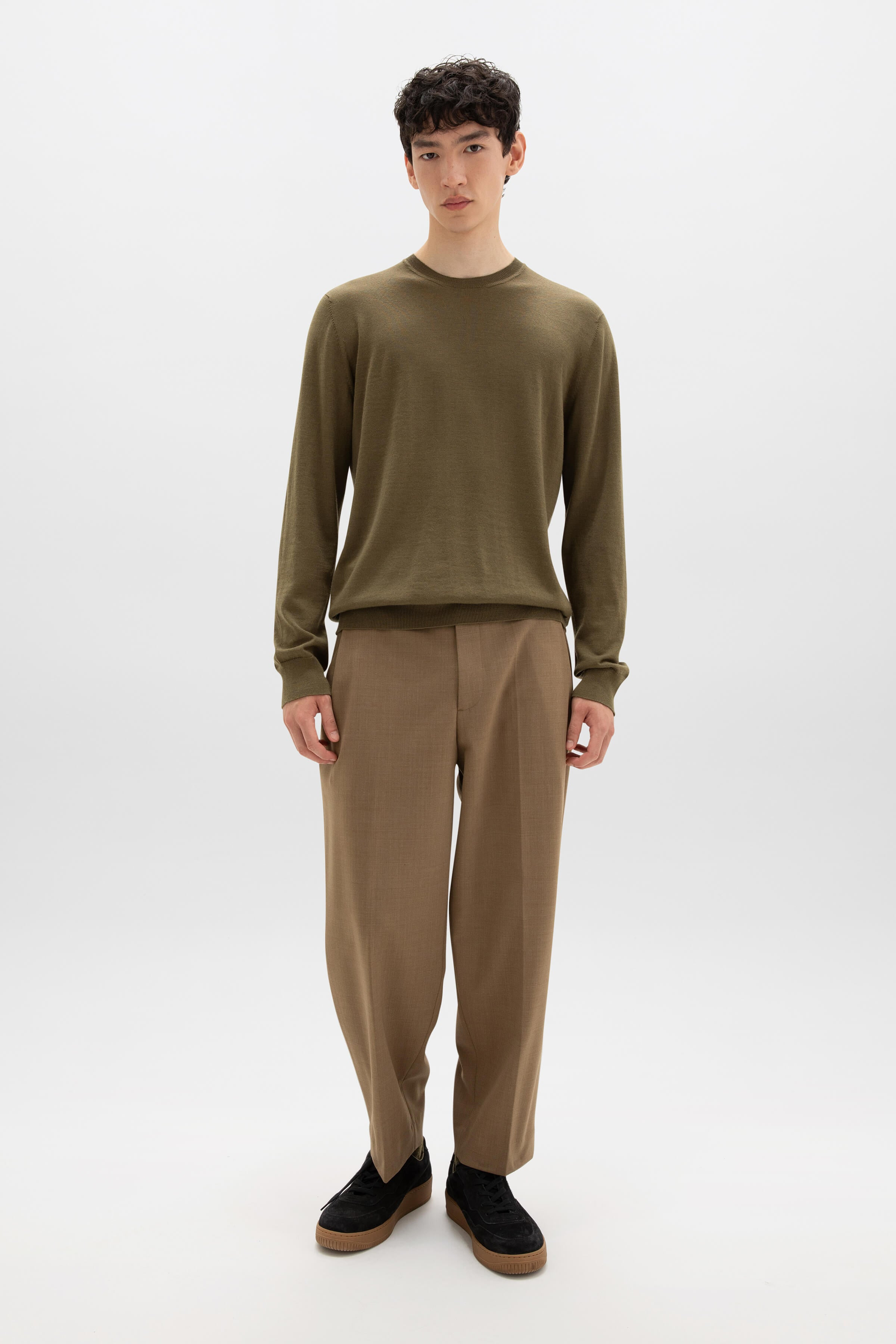 Merino Round Neck Green Jumper - 3