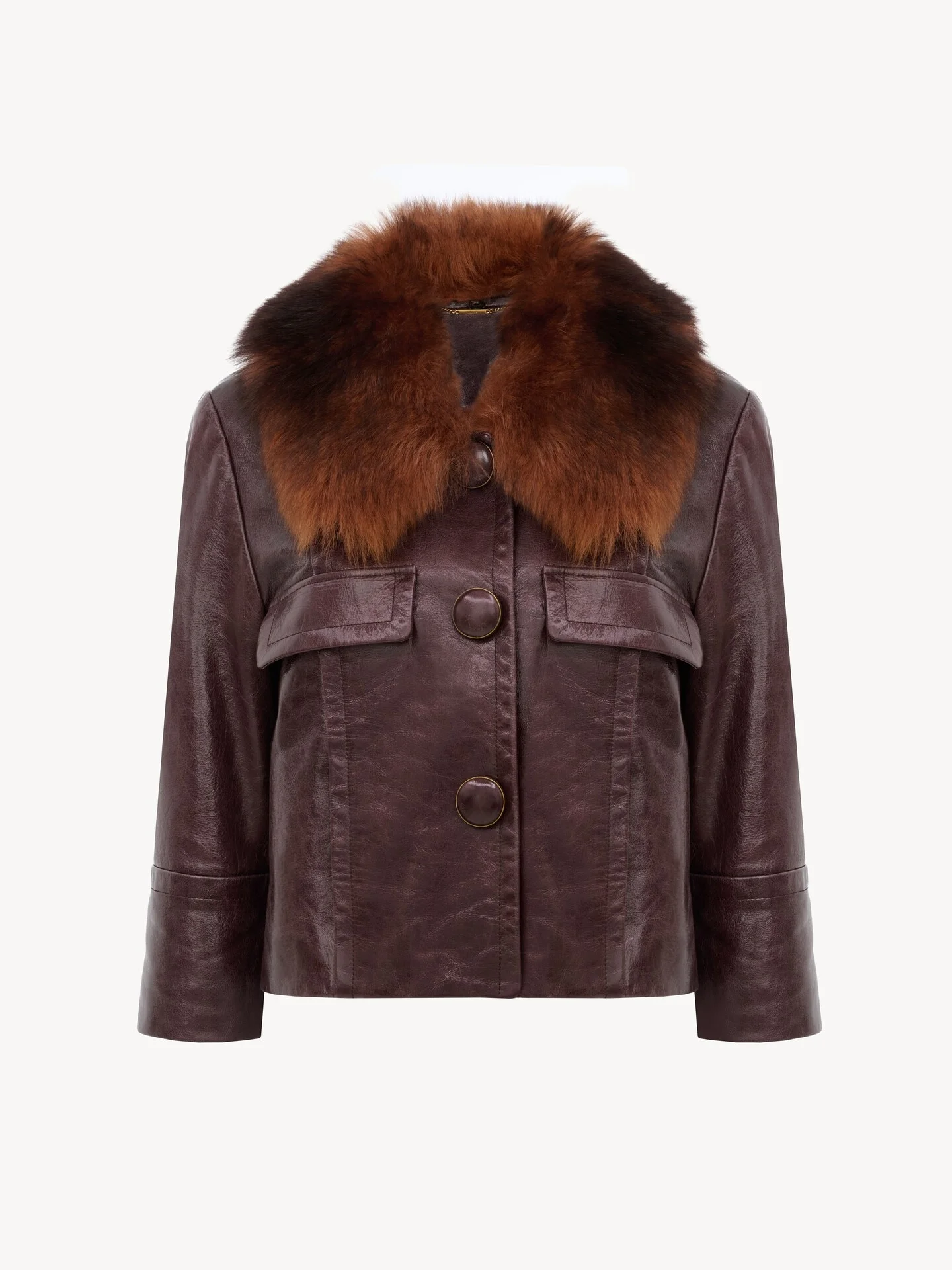 CROPPED JACKET IN LEATHER - 1