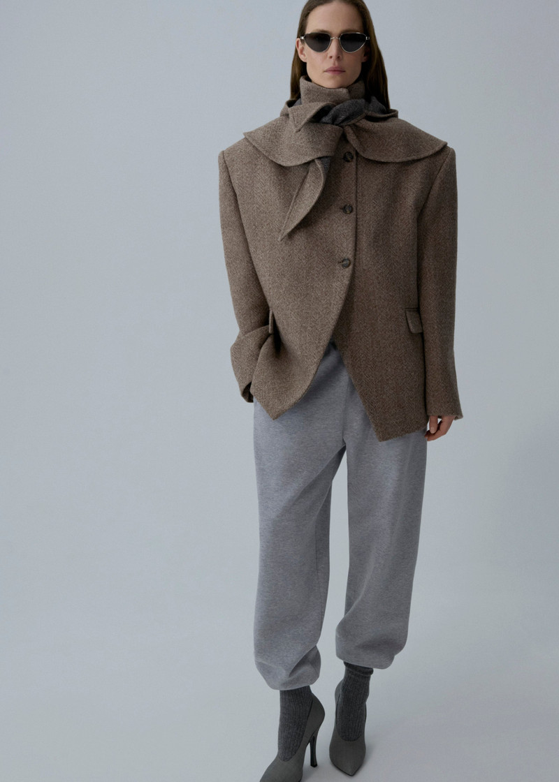 MAGDA BUTRYM Wool cape hooded blazer in chestnut outlook