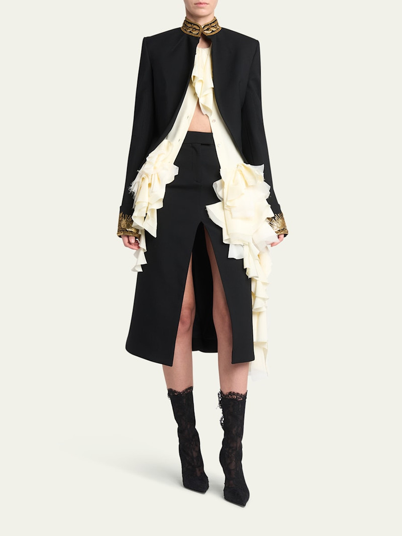 Alexander McQueen Backless Ruffle Silk Gown outlook