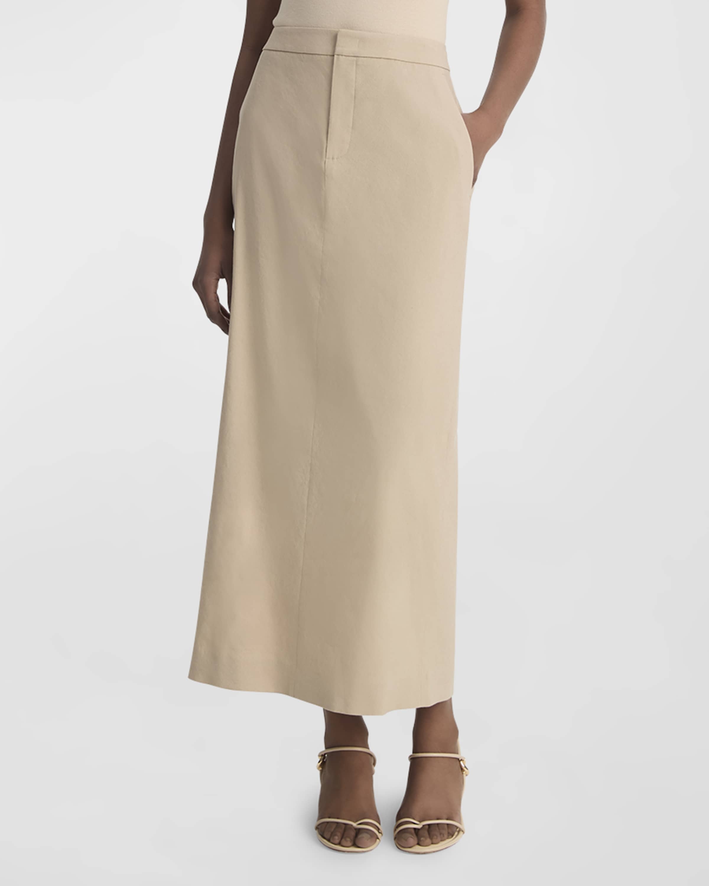 Mid-Rise Linen-Blend Maxi Skirt - 1