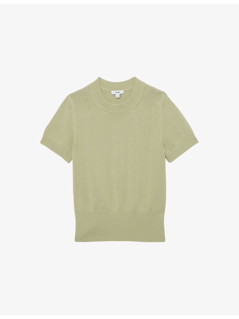 Anita Short-Sleeve Cotton and Wool-Blend Top 1