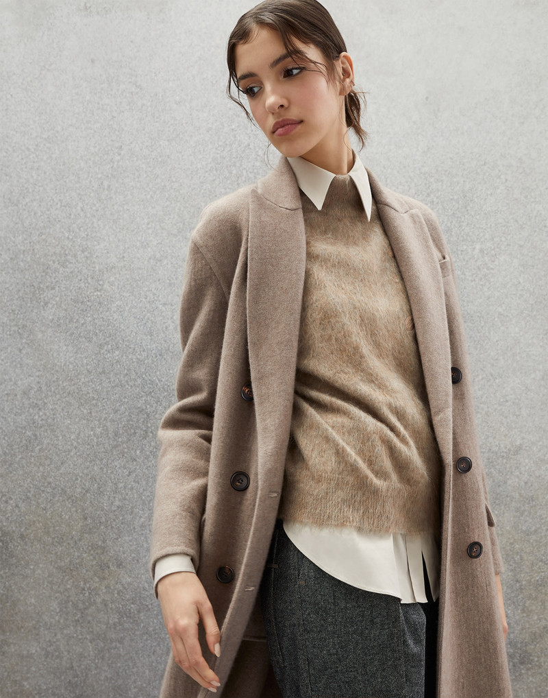 Hand-crafted coat in cozy cashmere double cloth with monili 4