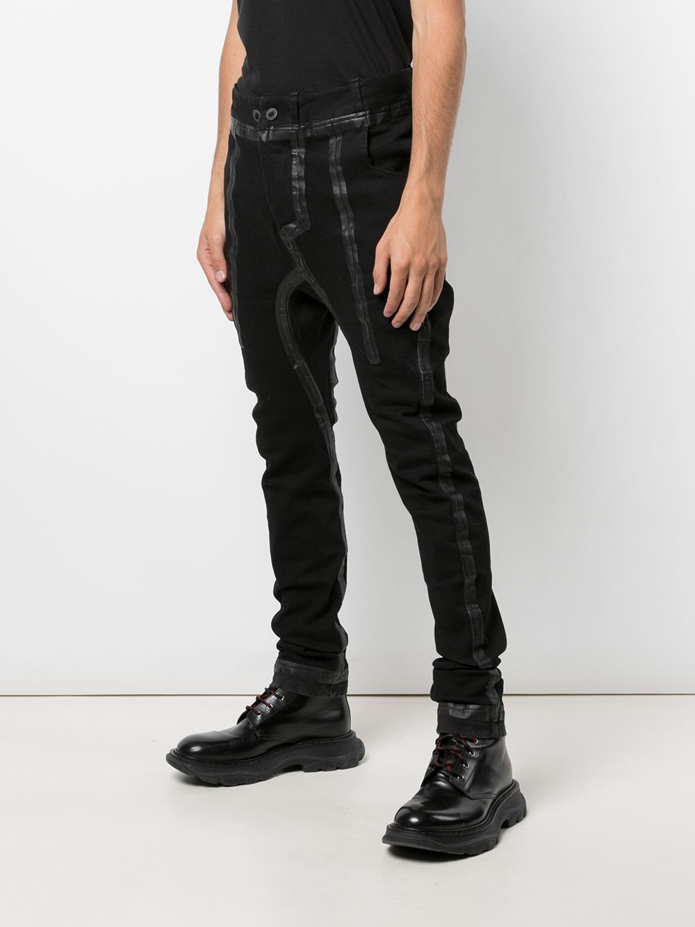 contrast-trim skinny trousers - 3