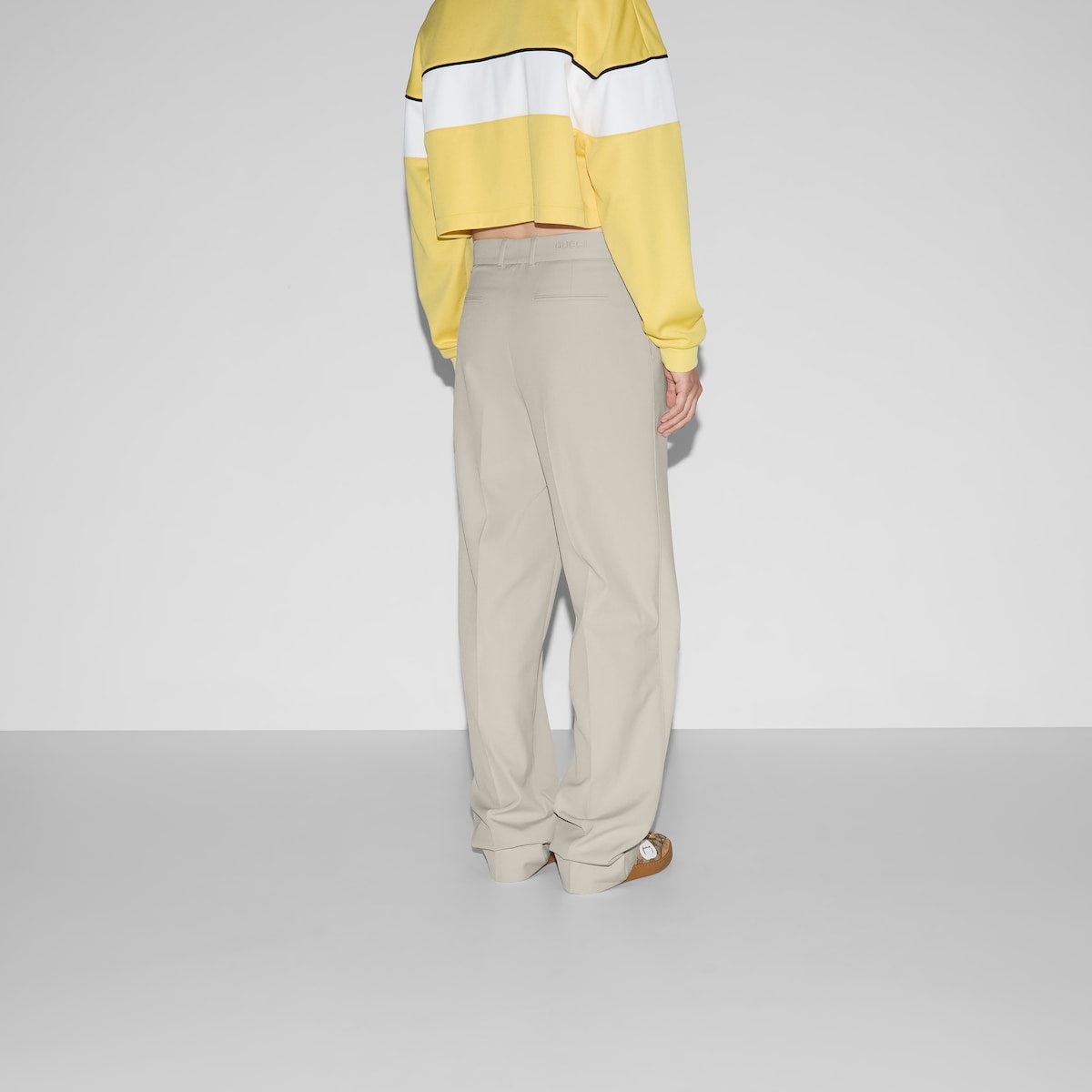 Embossed canvas wool pants - 4