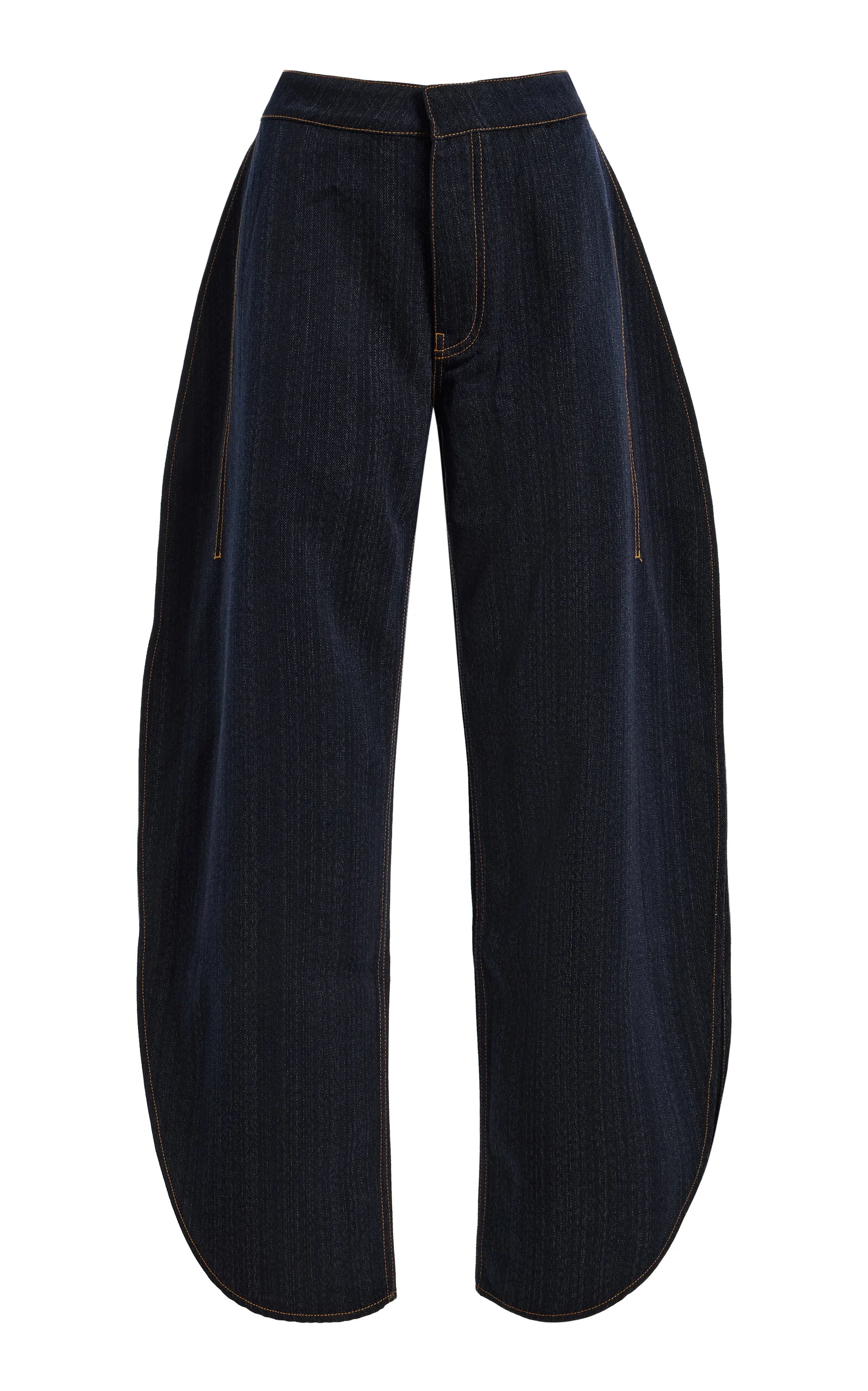 High-Rise Wool Barrel-Leg Pants blue - 1