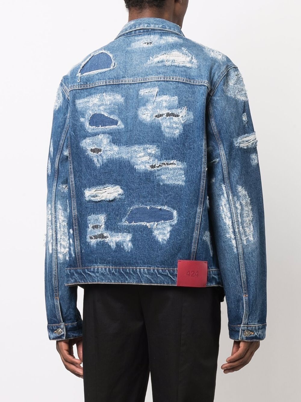 distressed denim jacket - 4