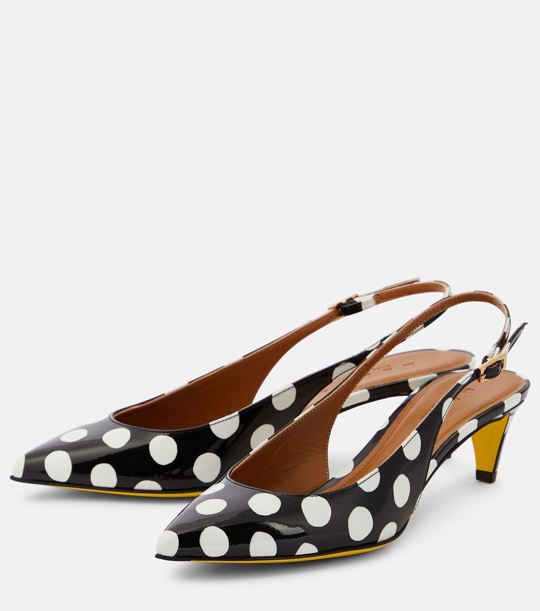 Polka-dot patent leather slingback pumps - 5