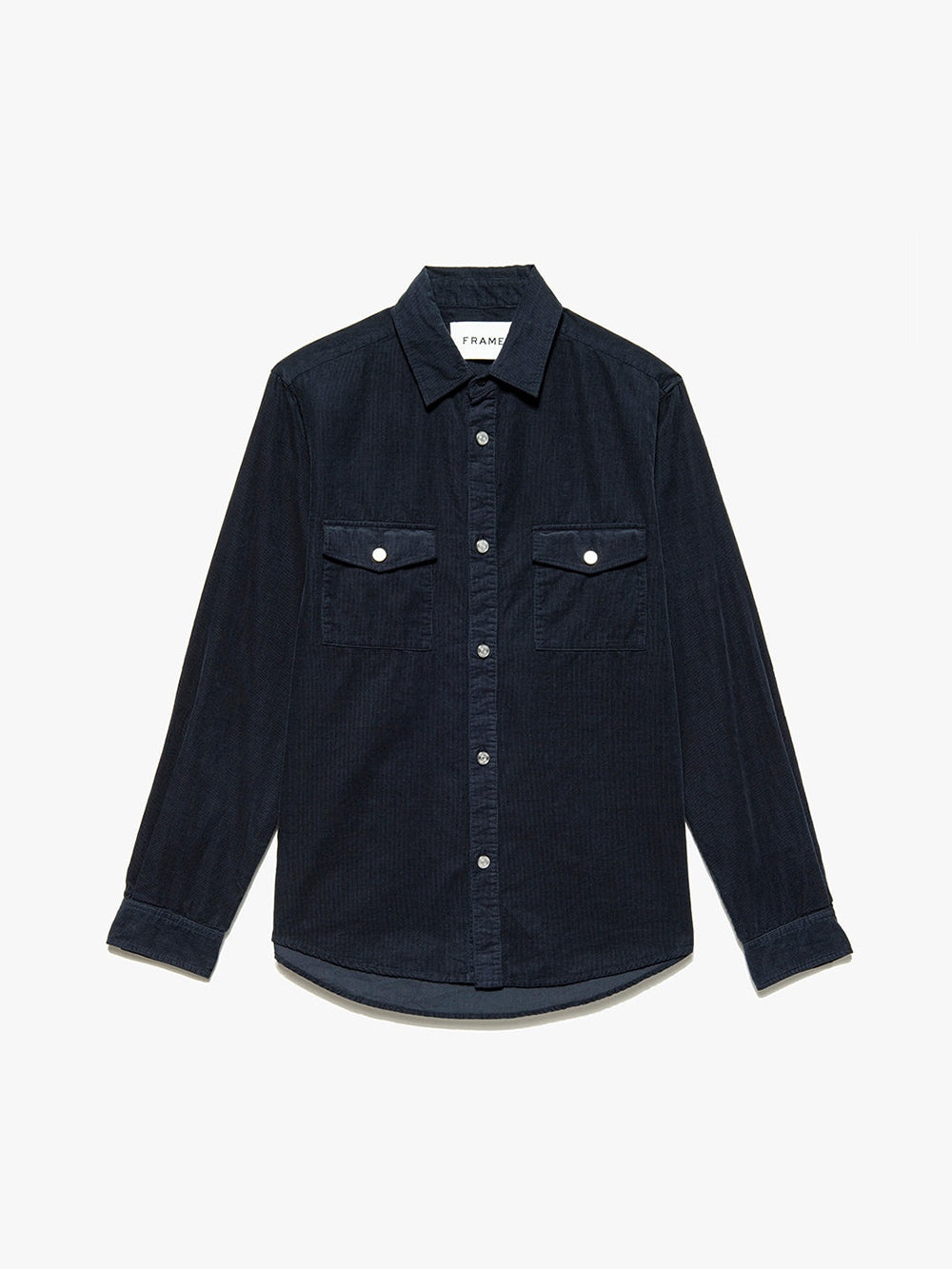 Double Pocket Micro Corduroy Shirt in Midnight Blue - 1