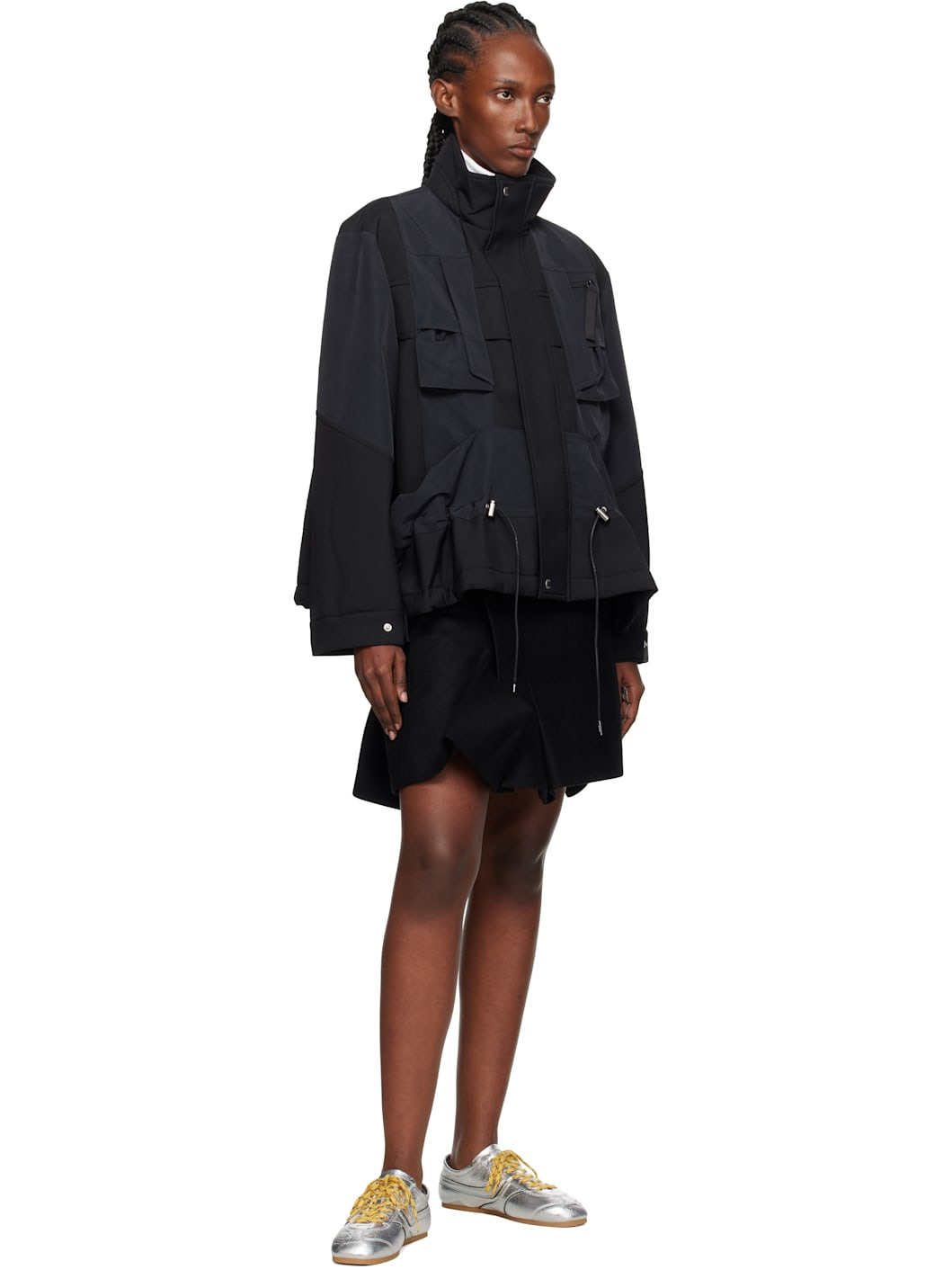 Black Wool Melton Miniskirt - 4