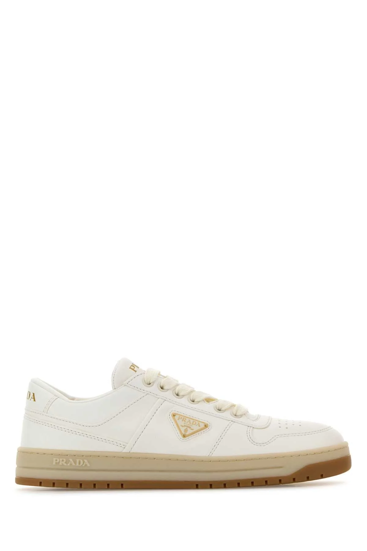 Prada Women Ivory Nappa Leather Downtown Sneakers - 1