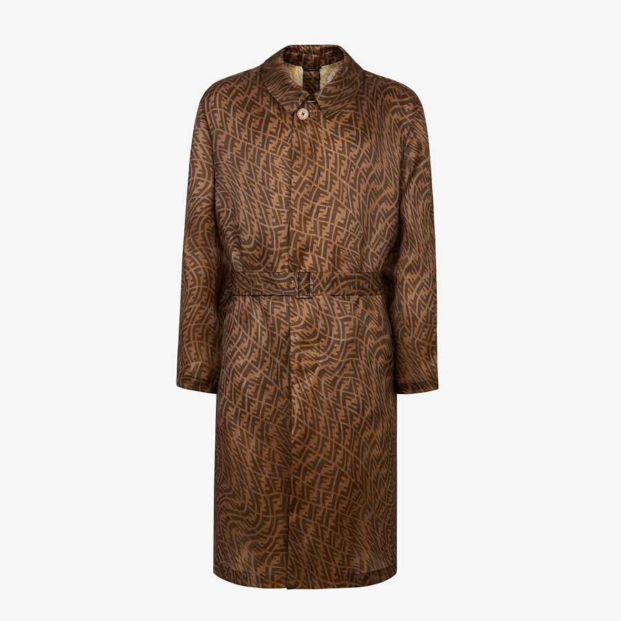 Brown organza trench coat - 1