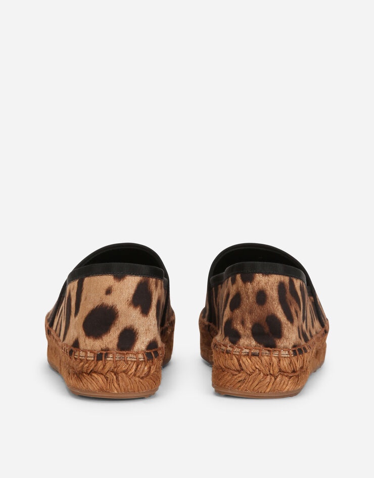 Leopard-print cotton espadrilles with branded plate - 3