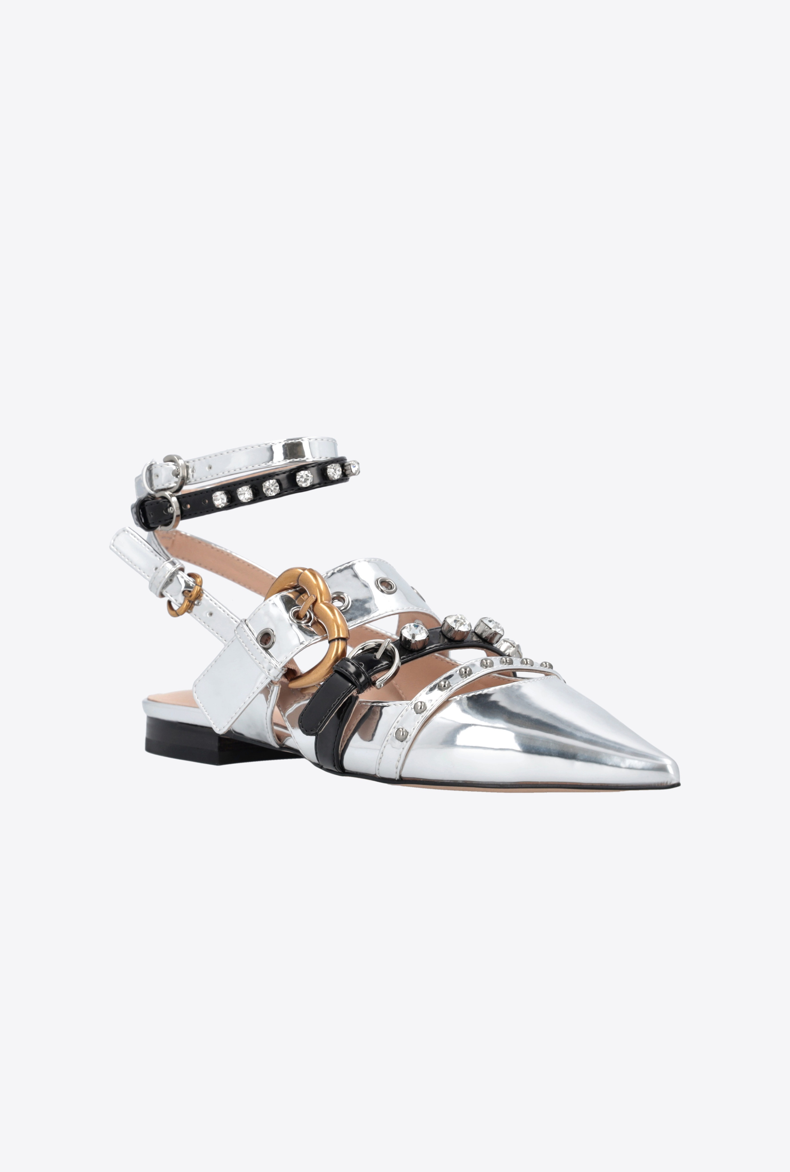 LAMINATED POINTED-TOE SLINGBACKS WITH RHINESTONES - 2