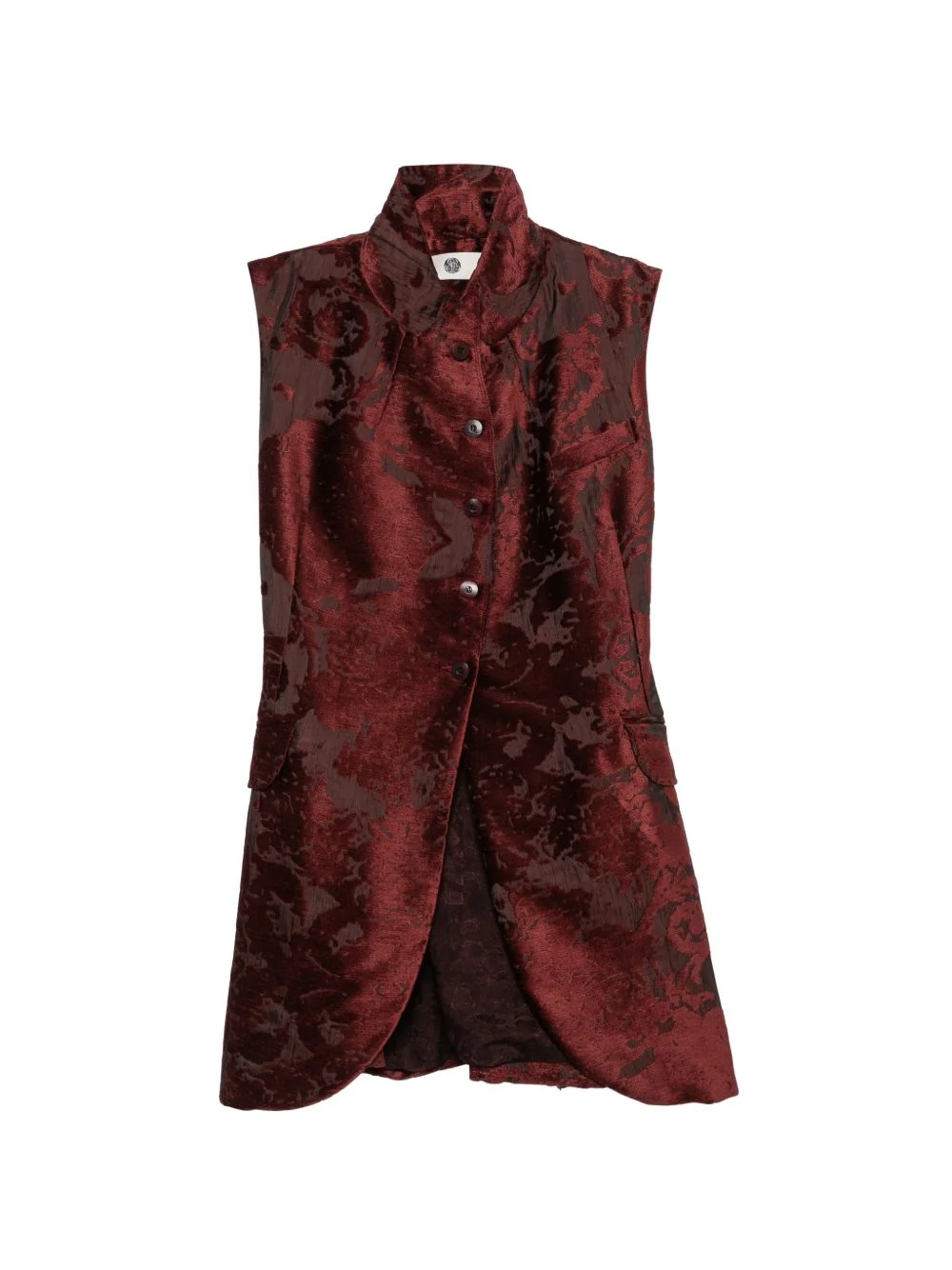 floral-jacquard sleeveless jacket - 1