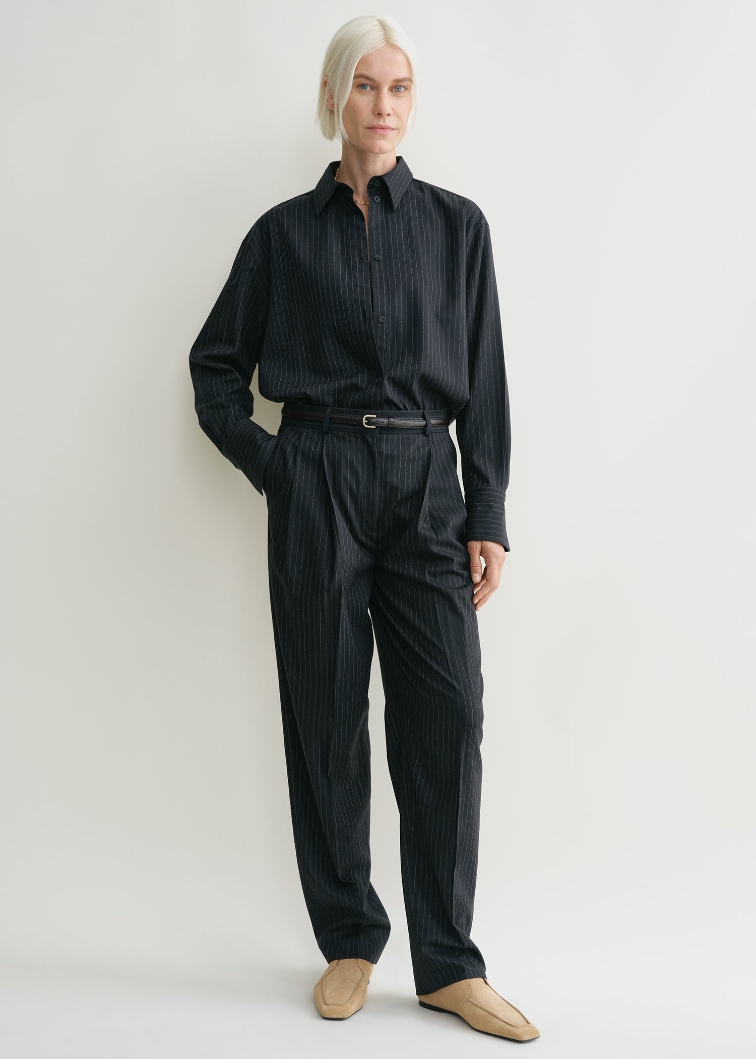 Tailored pinstriped trousers navy - 3