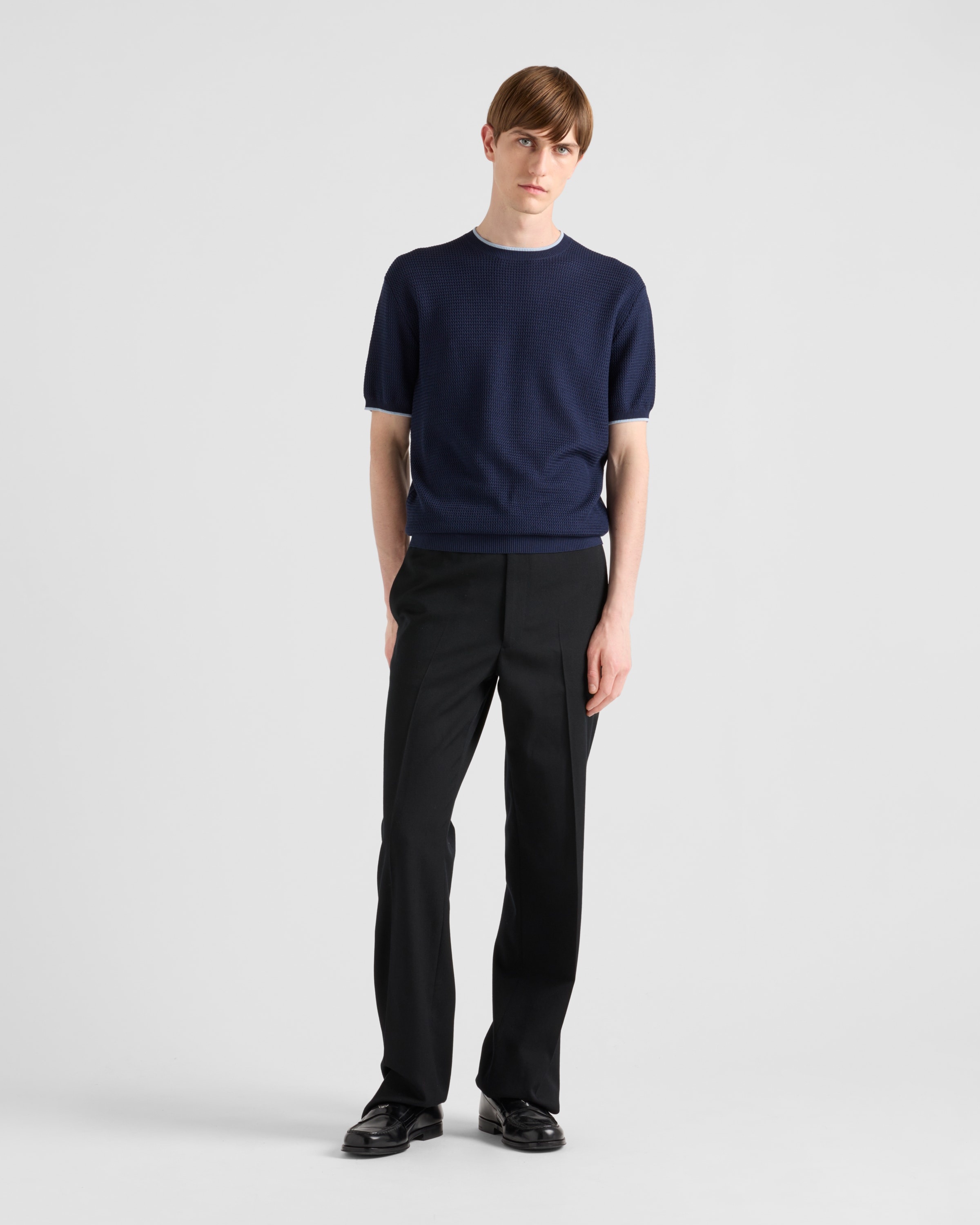 Short-sleeved silk and cotton sweater - 2