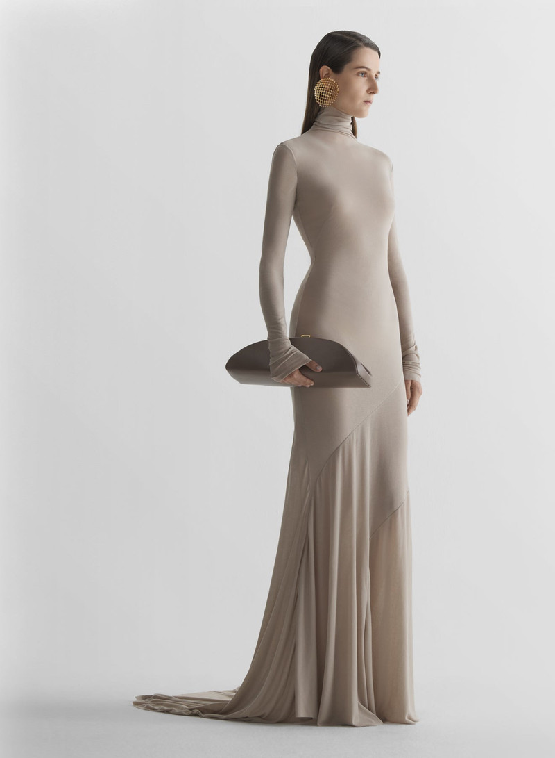 MUGLER Turtleneck jersey gown outlook