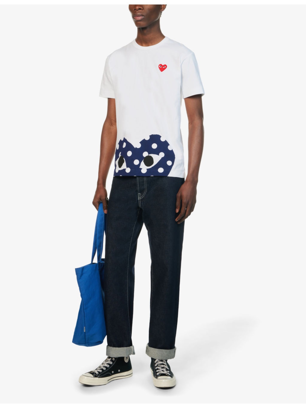 Polka-dot logo-print cotton-jersey T-shirt - 3