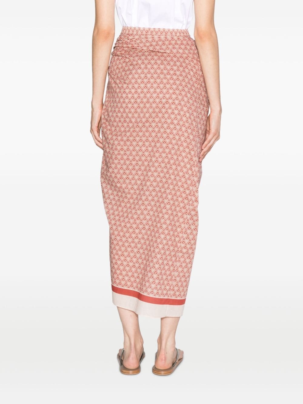 geometric-print knotted skirt - 4
