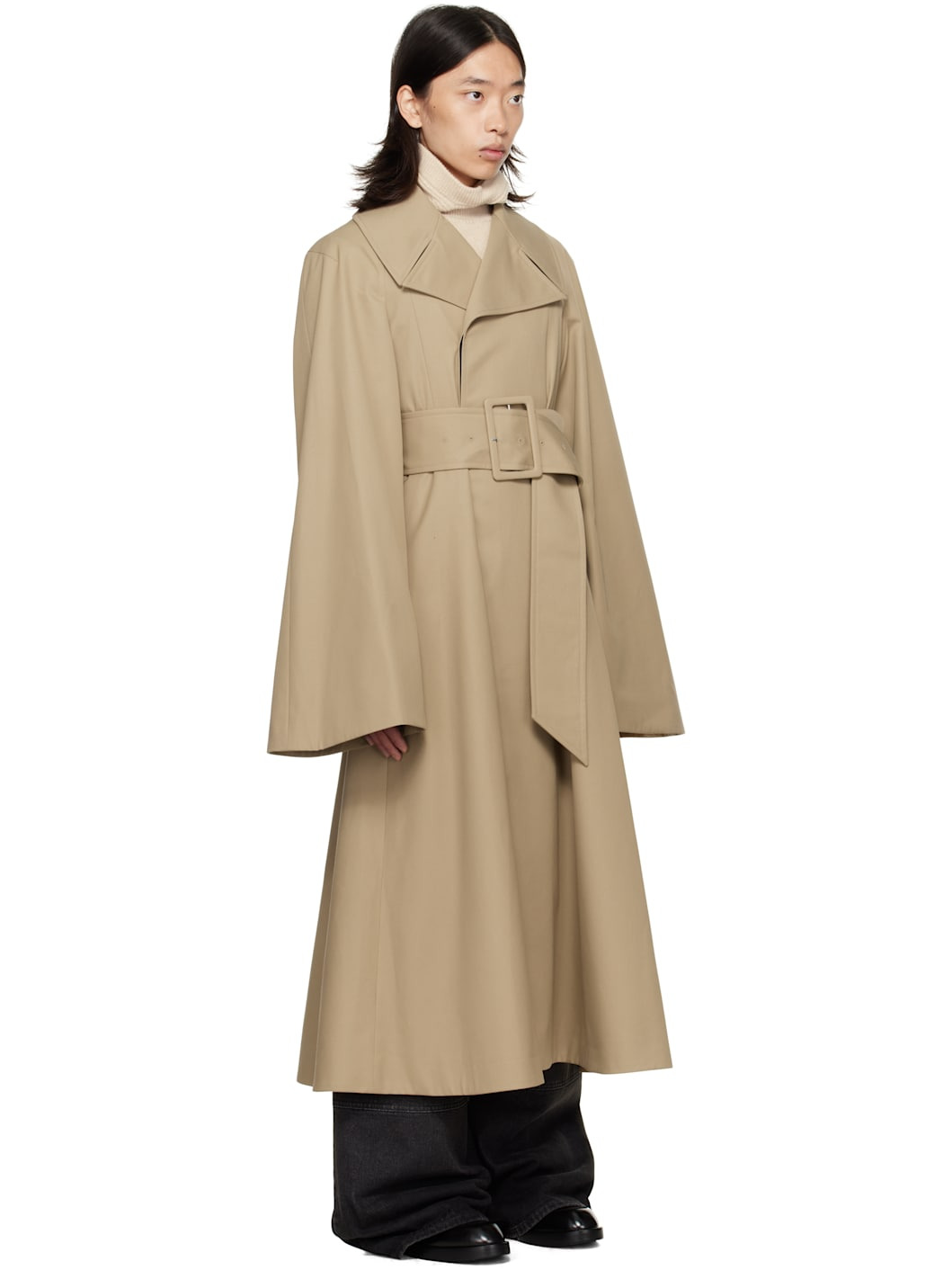 Beige Belted Trench Coat - 2
