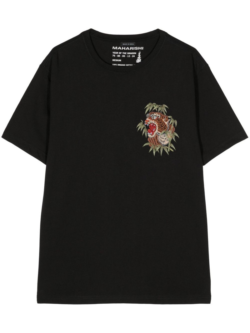 Tiger-embroidered organic cotton T-shirt 1