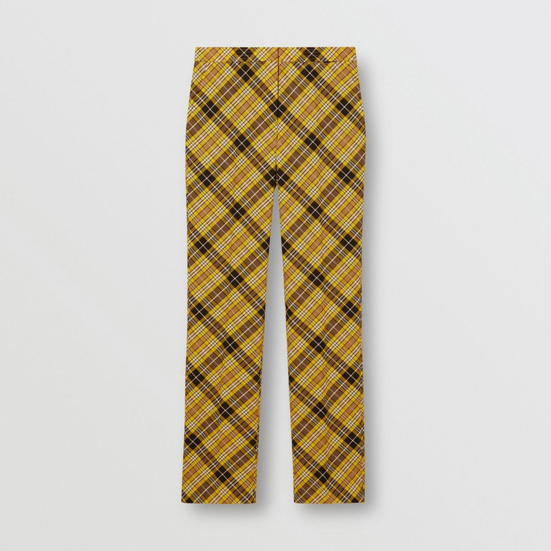 Cropped Check Technical Wool Tailored Trousers 1