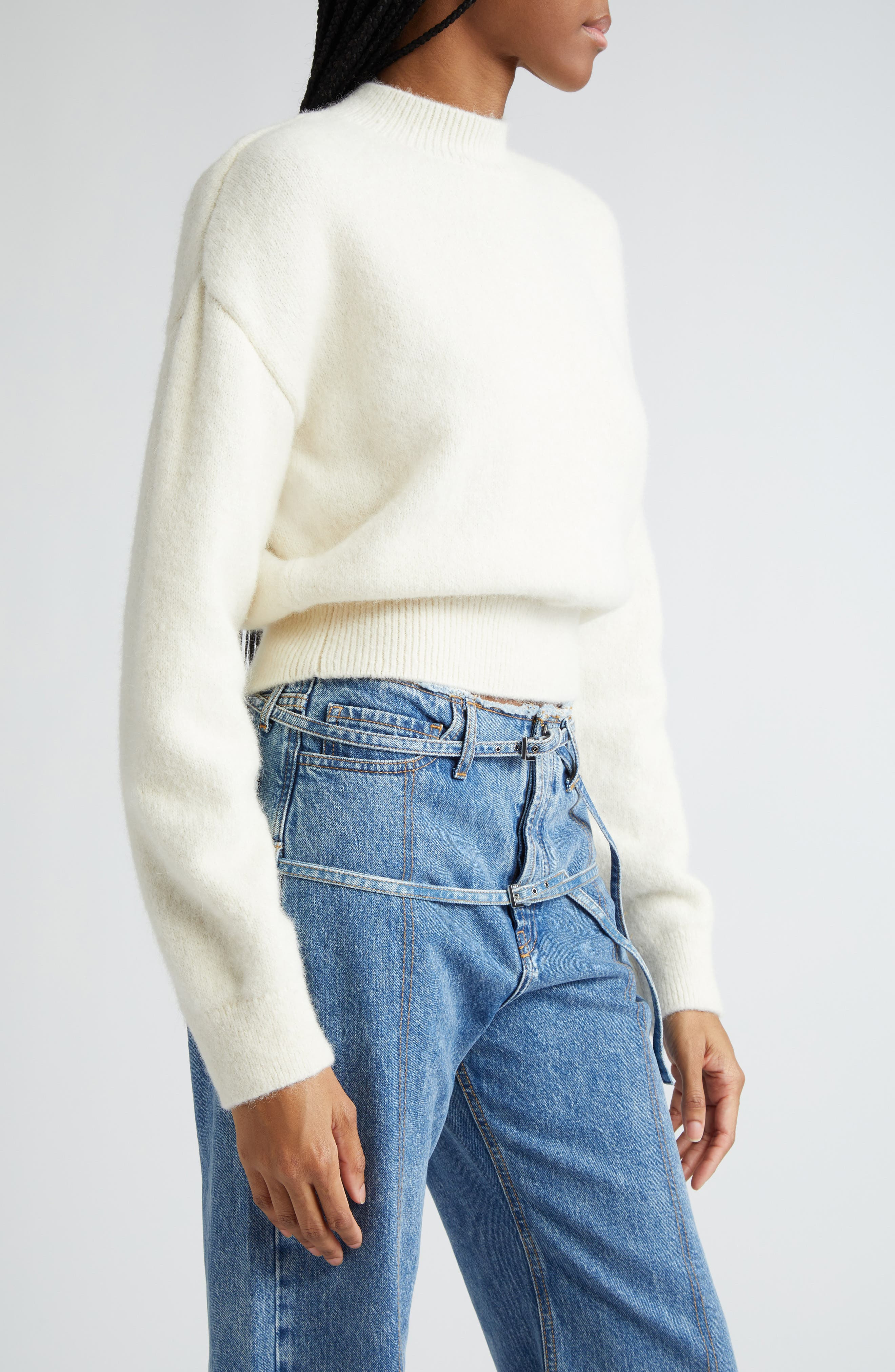 Jacquemus La Maille Logo Jacquard Alpaca & Merino Wool Blend Sweater in Light Beige at Nordstrom - 4