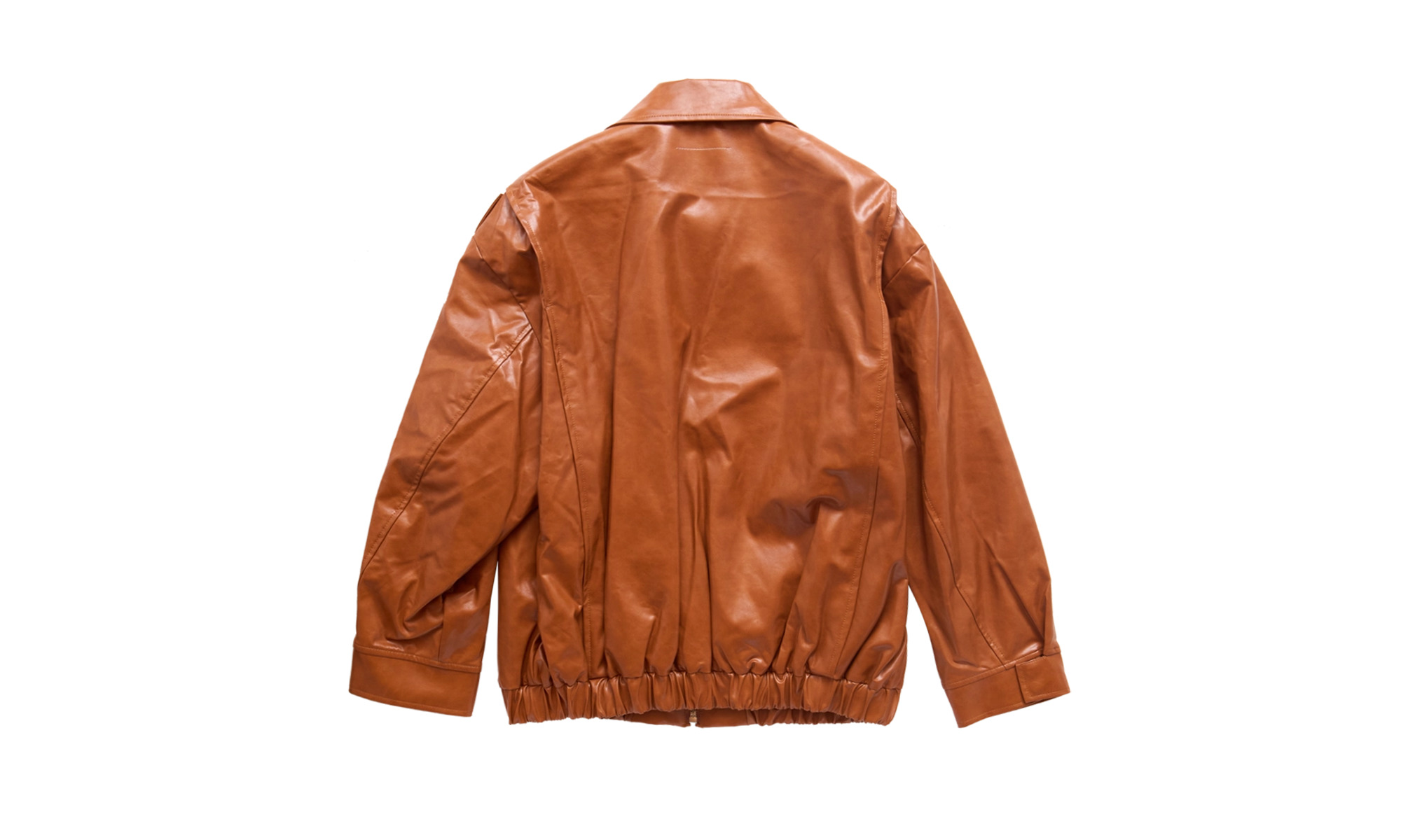 Faux Leather Aviator Bomber Jacket "Caramel" - 2