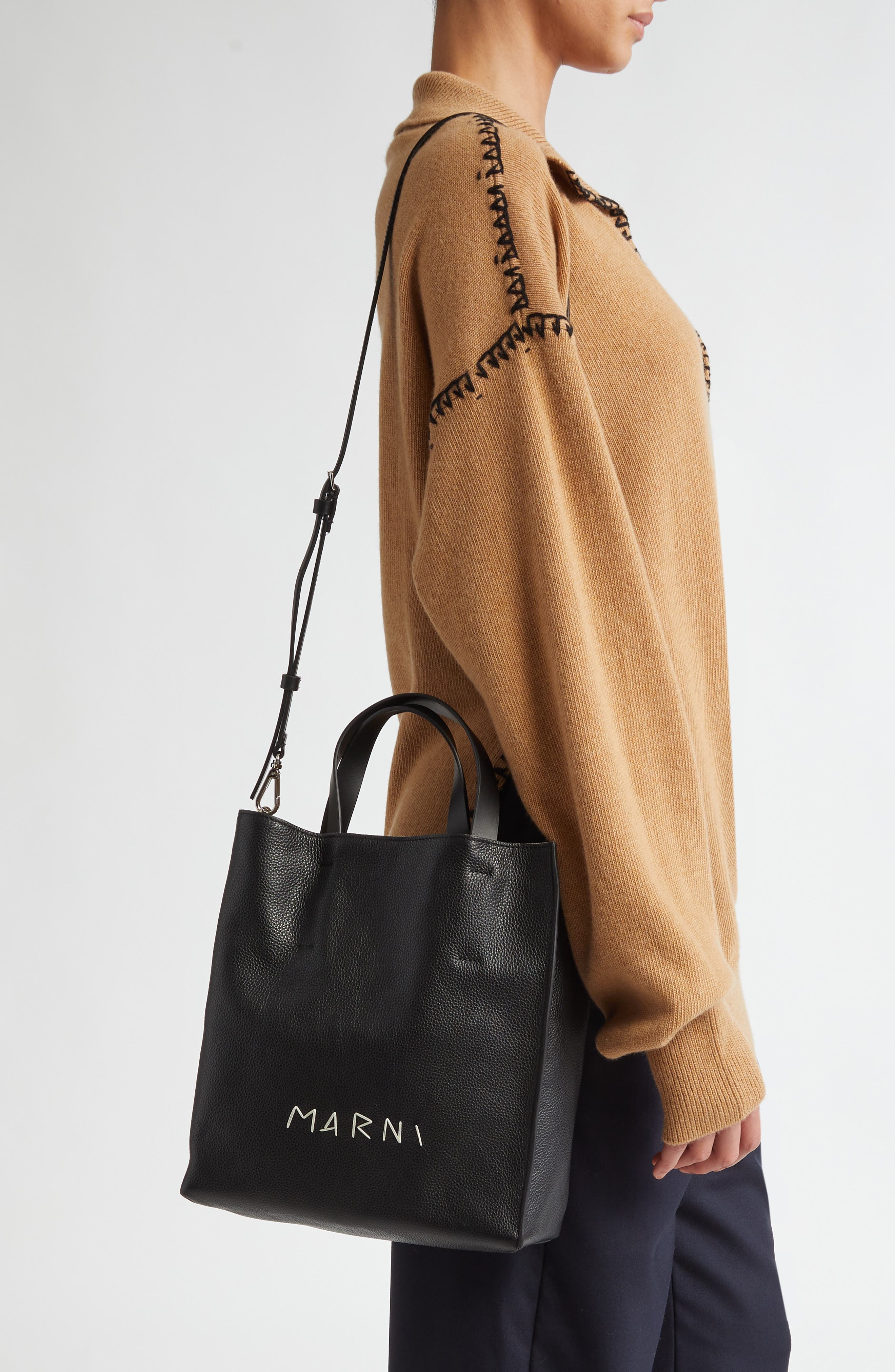 Marni Museo Small Soft Leather Tote in Black at Nordstrom - 3