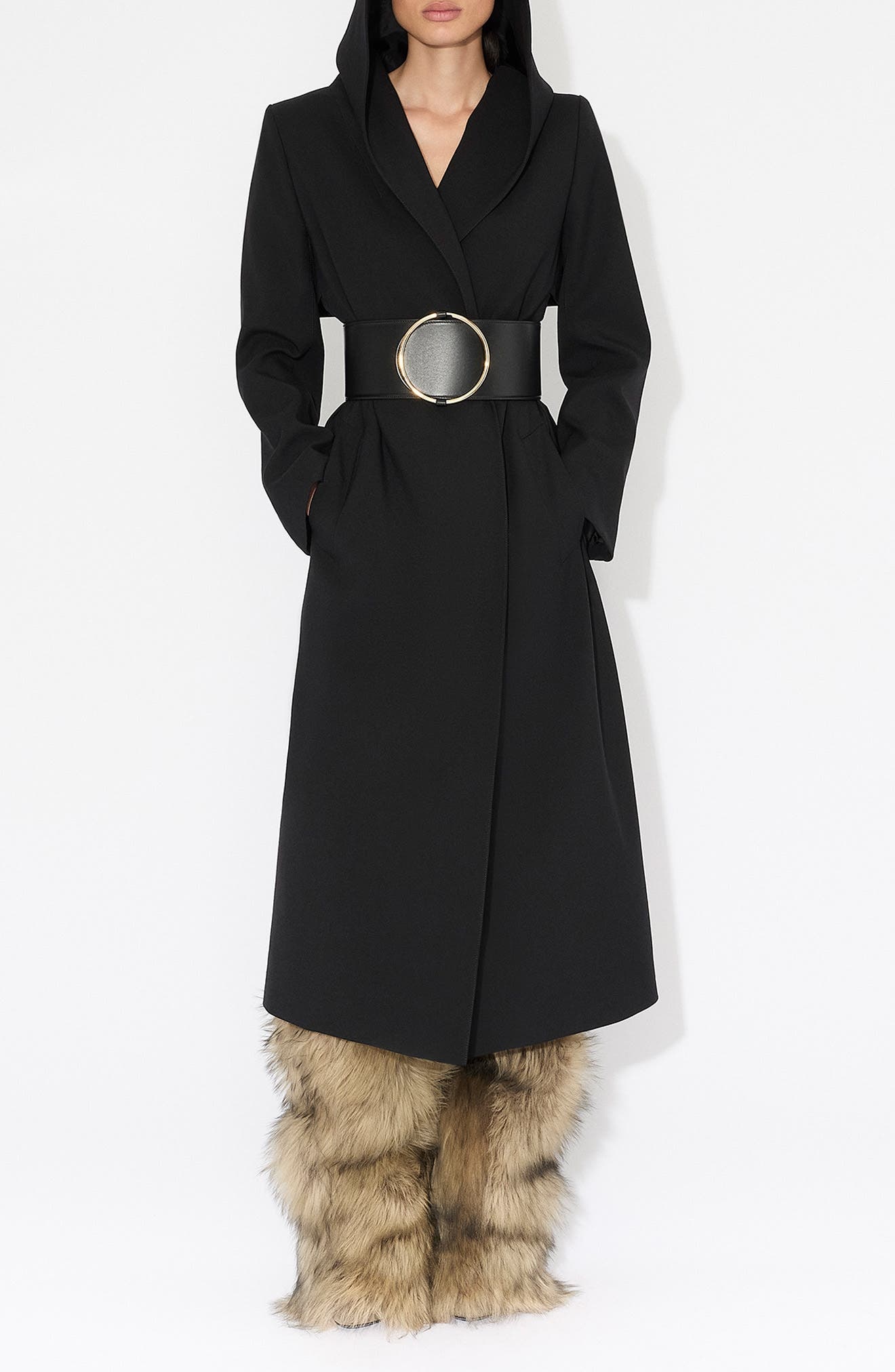 Alaïa Hooded Coat in Noir Alaia at Nordstrom - 1