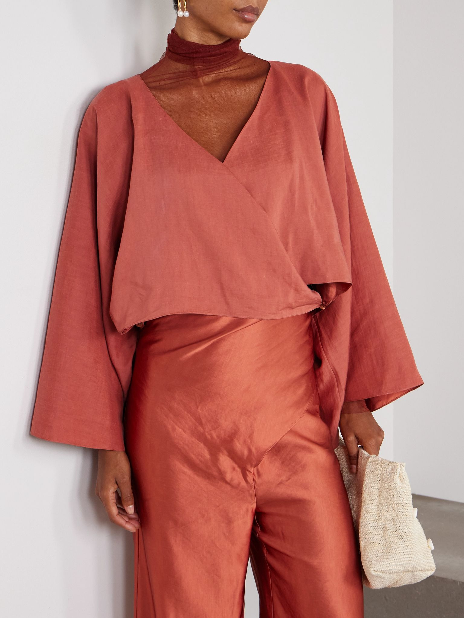Glow voile wrap jacket Brick - 3