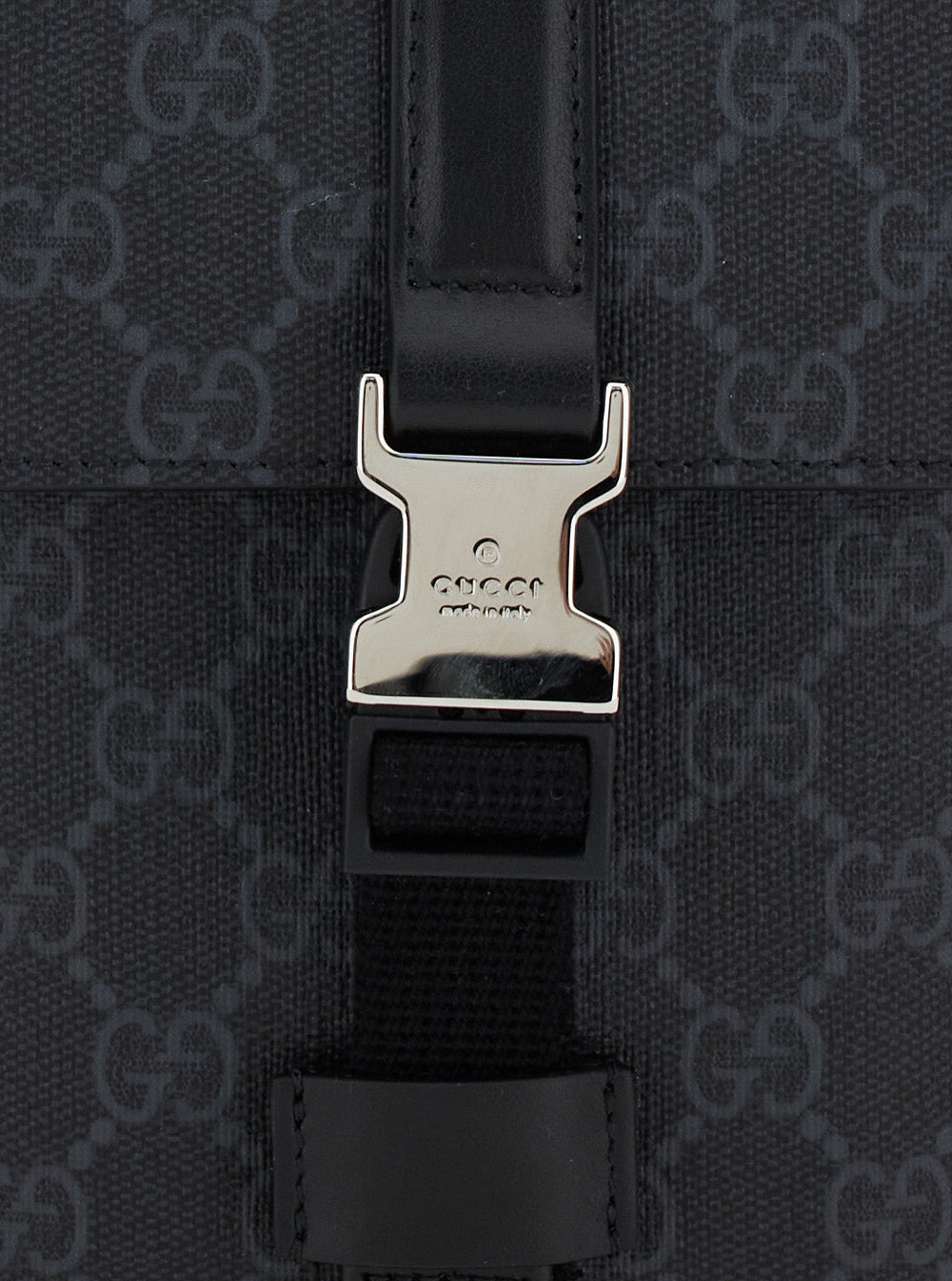 Gucci Men Black Crossbody Bag With All-Over Gg  Print In Tech Fabric And Cotton Blend Man - 5