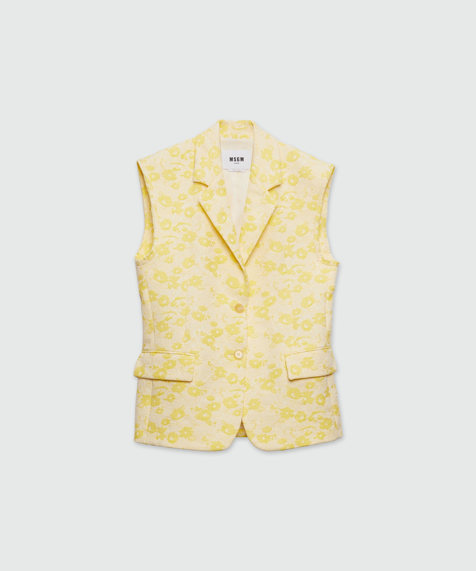 Sleeveless jacket in floral jacquard - 1