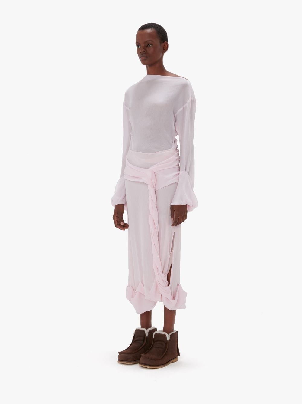 TWISTED DRAPE MIDI SKIRT - 4