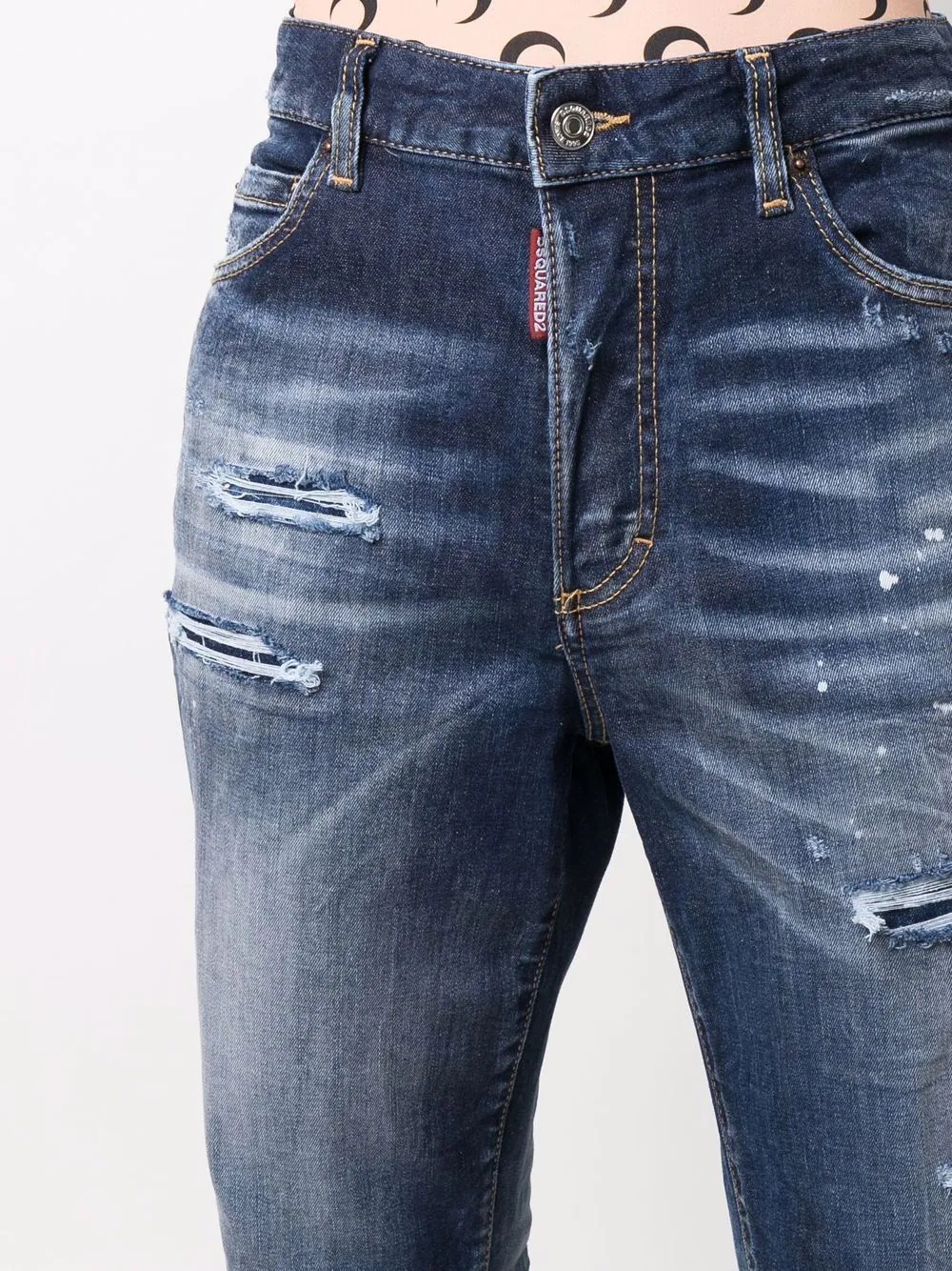 distressed high-waisted jeans - 5