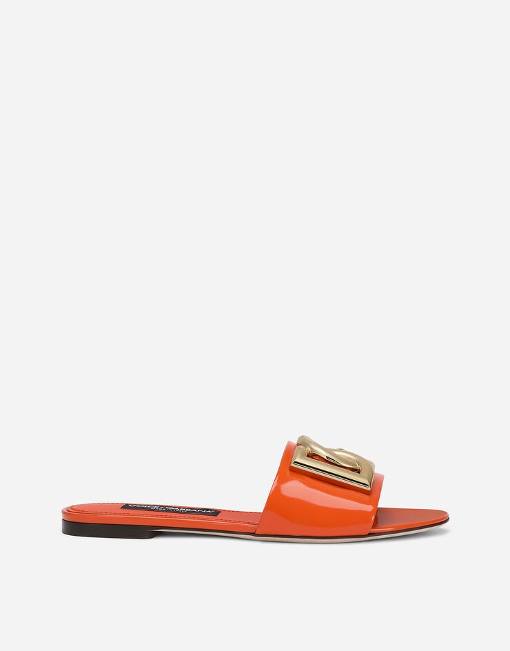 Polished calfskin sliders with DG logo - 1