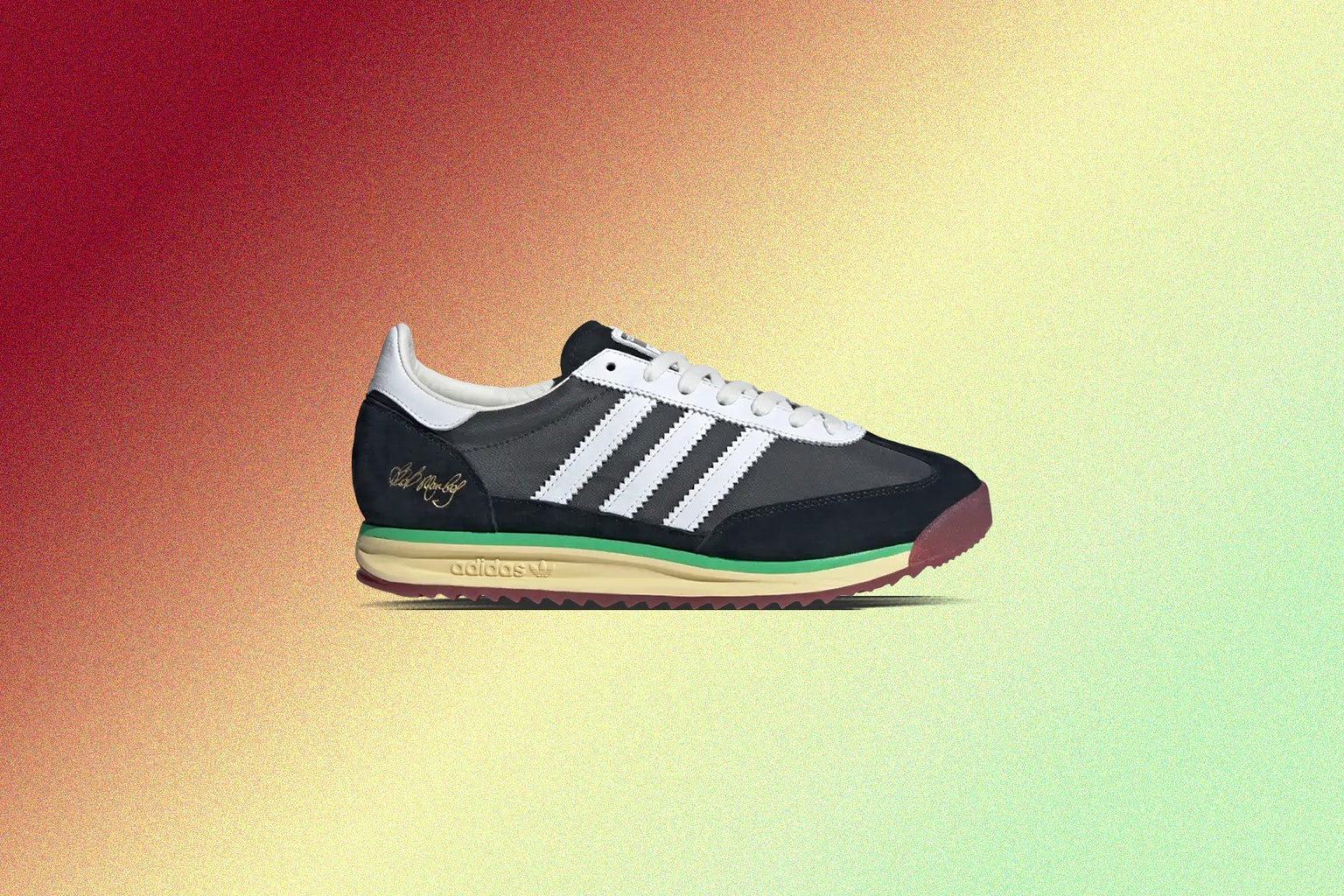 adidas Originals ADIDAS X BOB MARLEY SL72 RS CORE BLACK RUST RED ALMOST YELLOW OFF WHITE feature REVERSIBLE