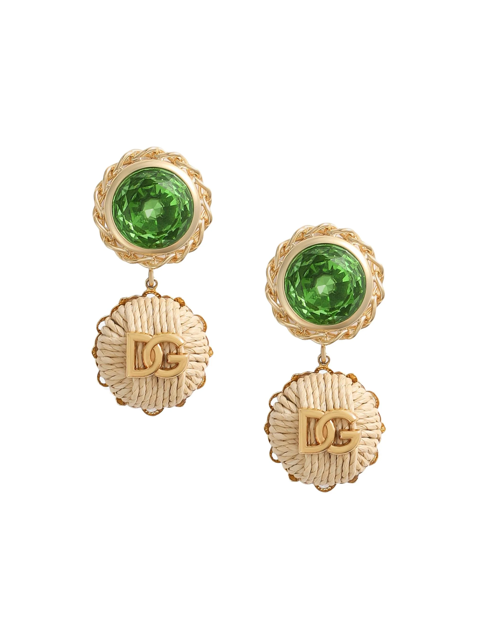 Women's Raffia, Goldtone & Glass Crystal Logo Drop Earrings - Gold - 1