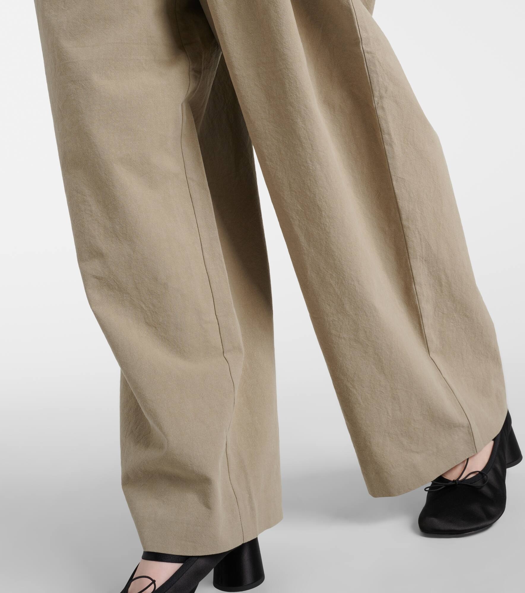 Helena high-rise cotton-blend wide-leg pants - 5