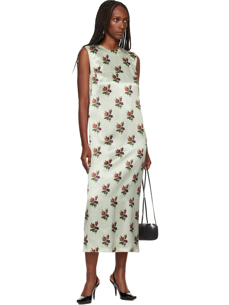 Meryll Rogge Green Floral Satin Shift Maxi Dress outlook