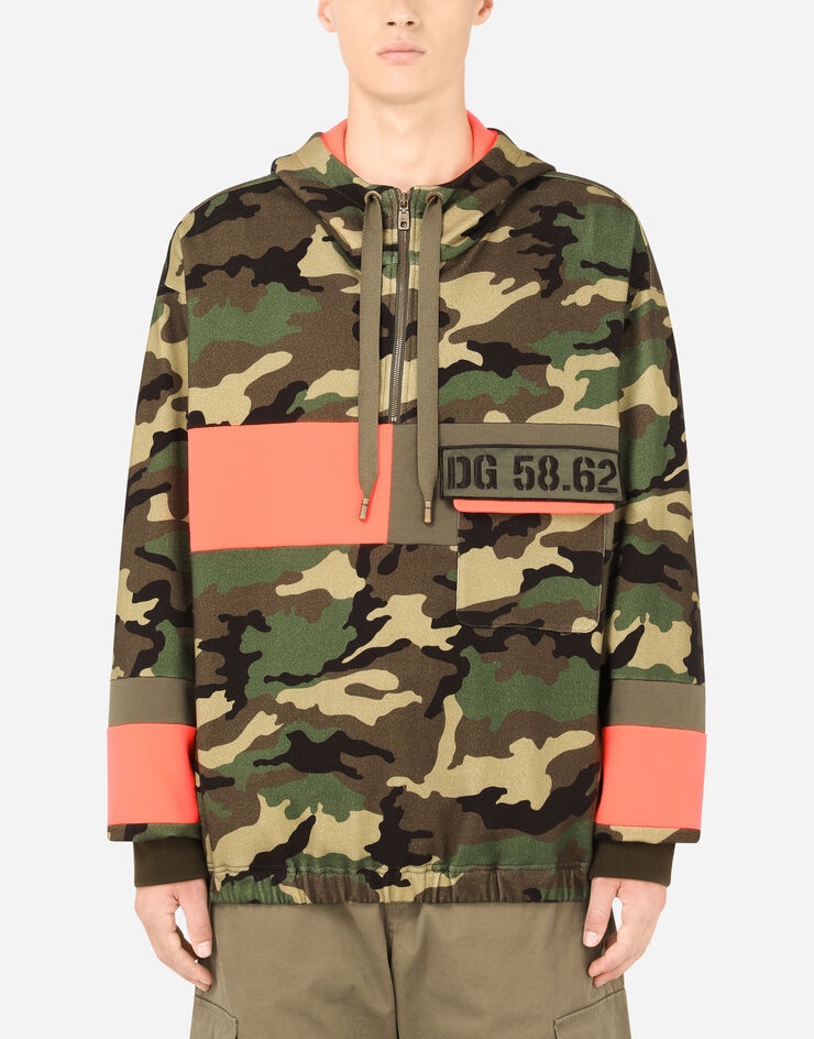 Camouflage-print jersey hoodie - 1