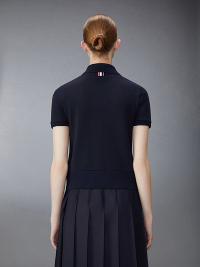 Thom Browne motif-embroidered cotton polo top outlook